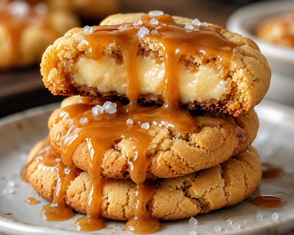 Salted Caramel Cheesecake Stuffed Cookies