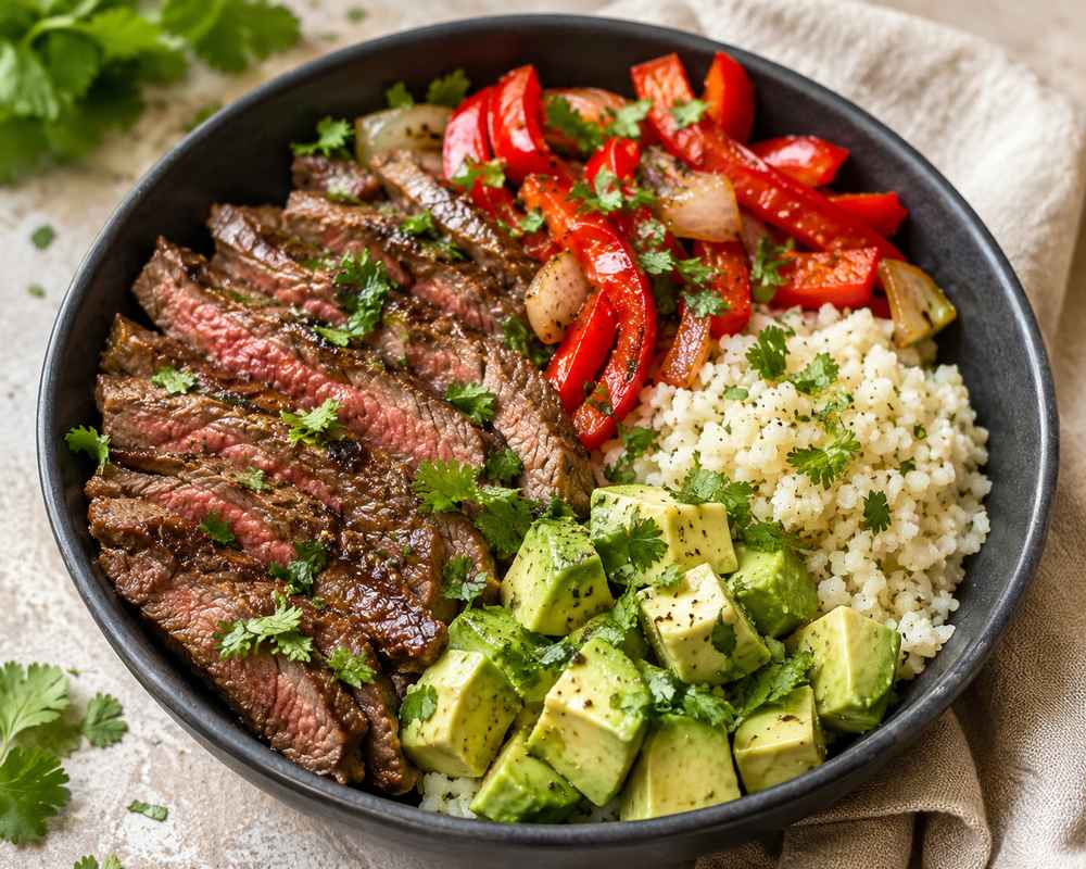 Easy Steak Fajita Bowl with Avocado