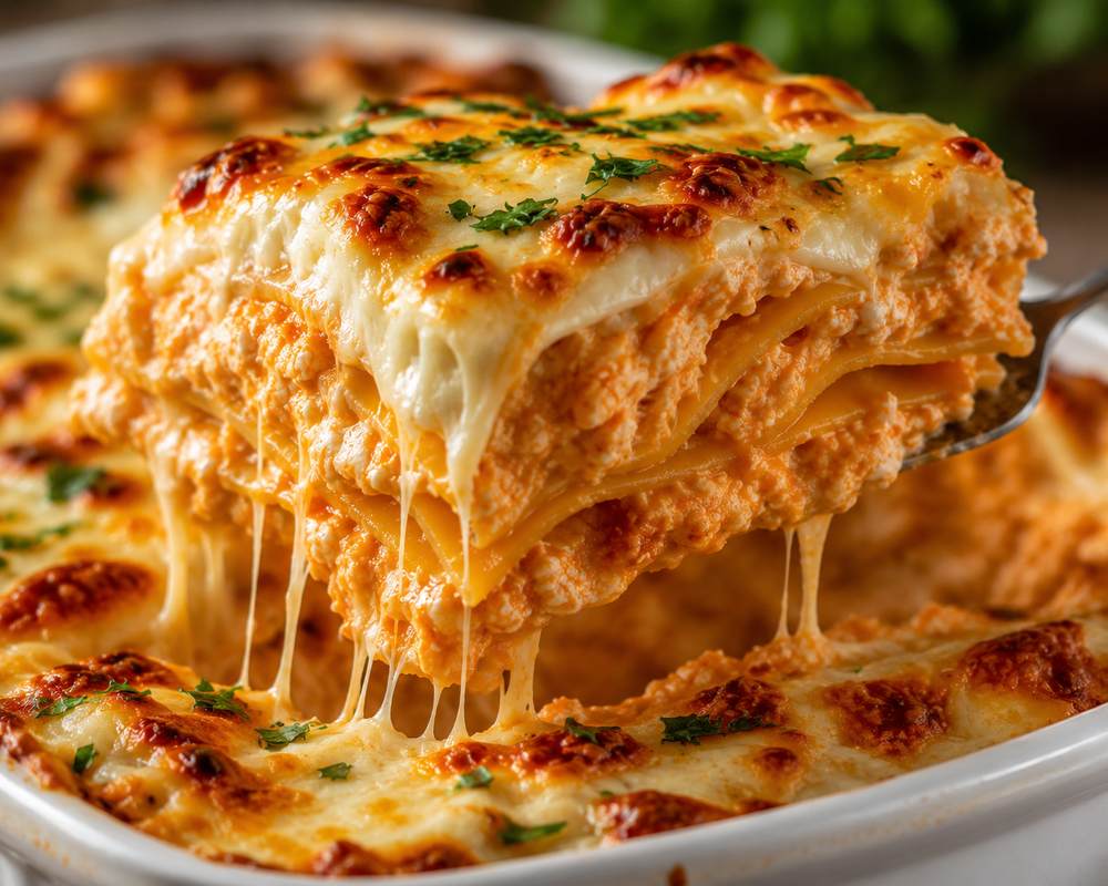 Halal Creamy Buffalo Chicken Lasagna