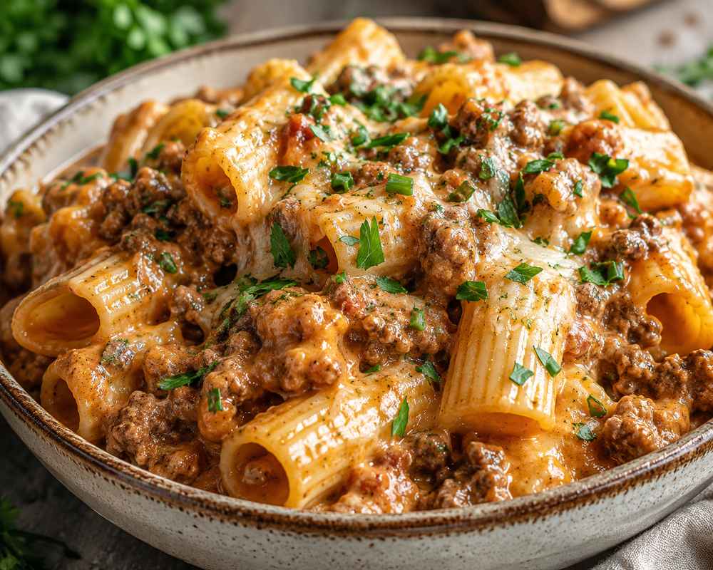 Creamy Slow Cooker Beef Rigatoni Recipe